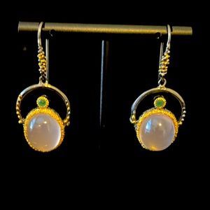 Silver and rose quartz earrings